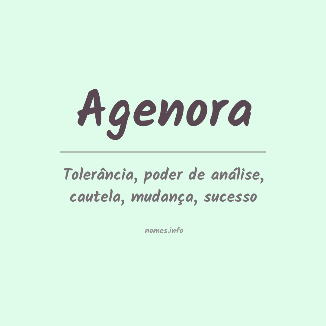 Significado do nome Agenora
