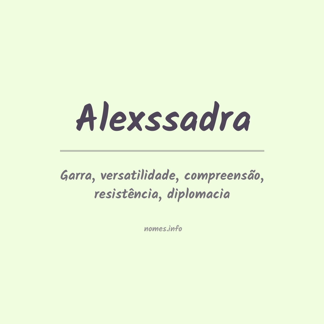 Significado do nome Alexssadra