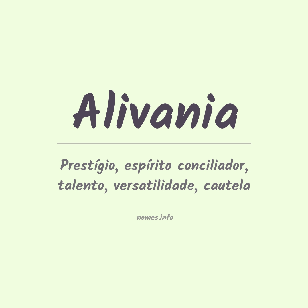 Significado do nome Alivania