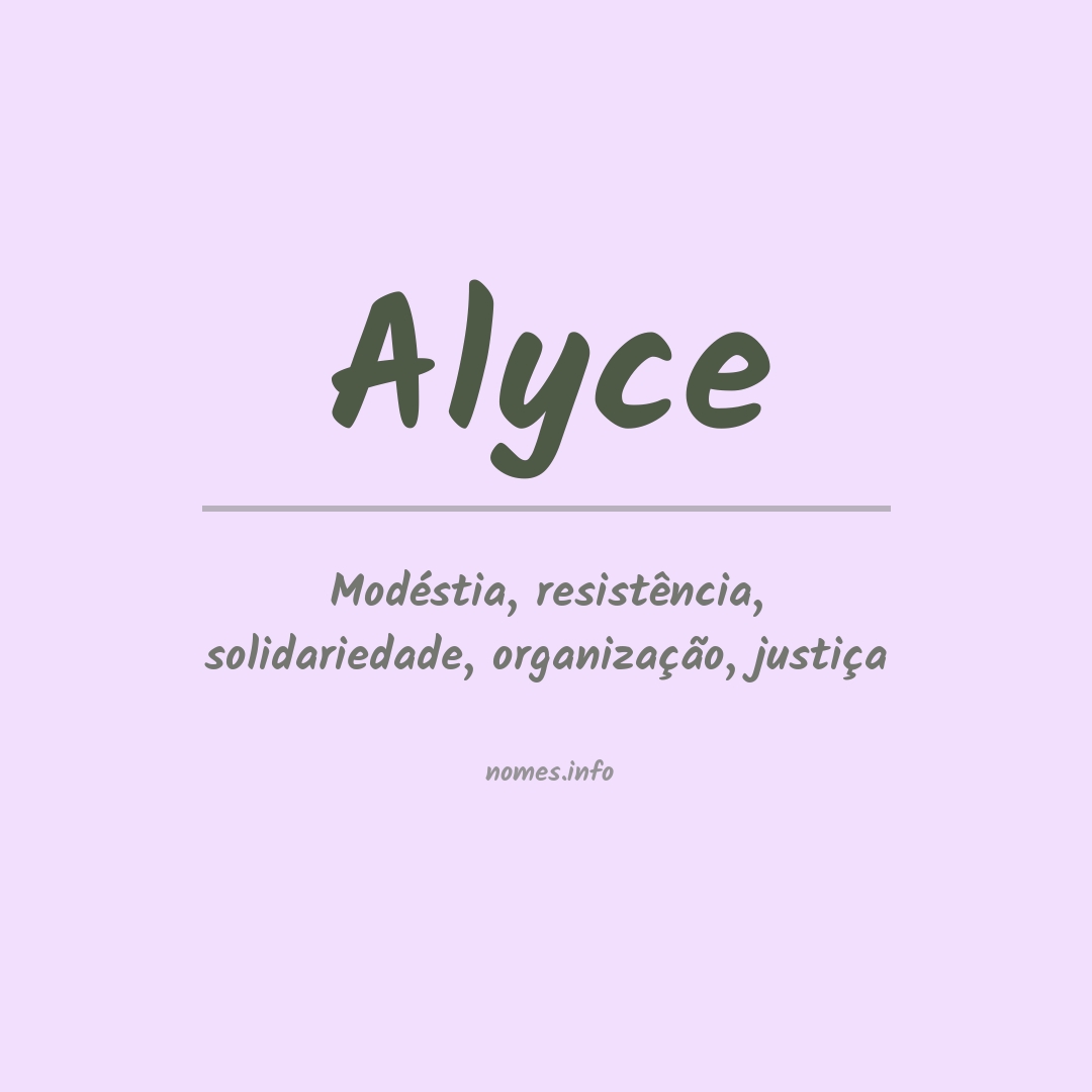 Significado do nome Alyce