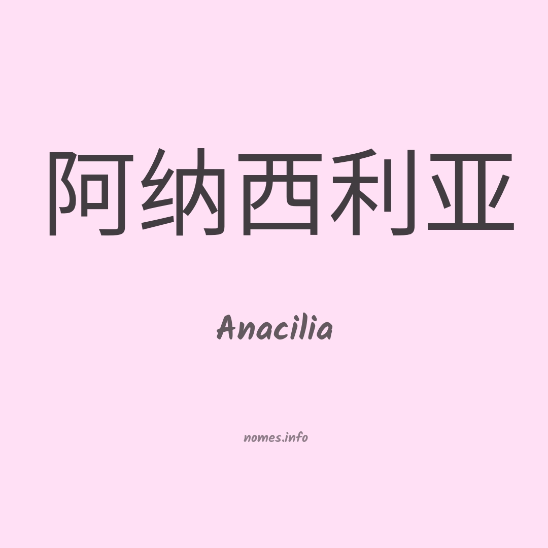 Anacilia em chinês