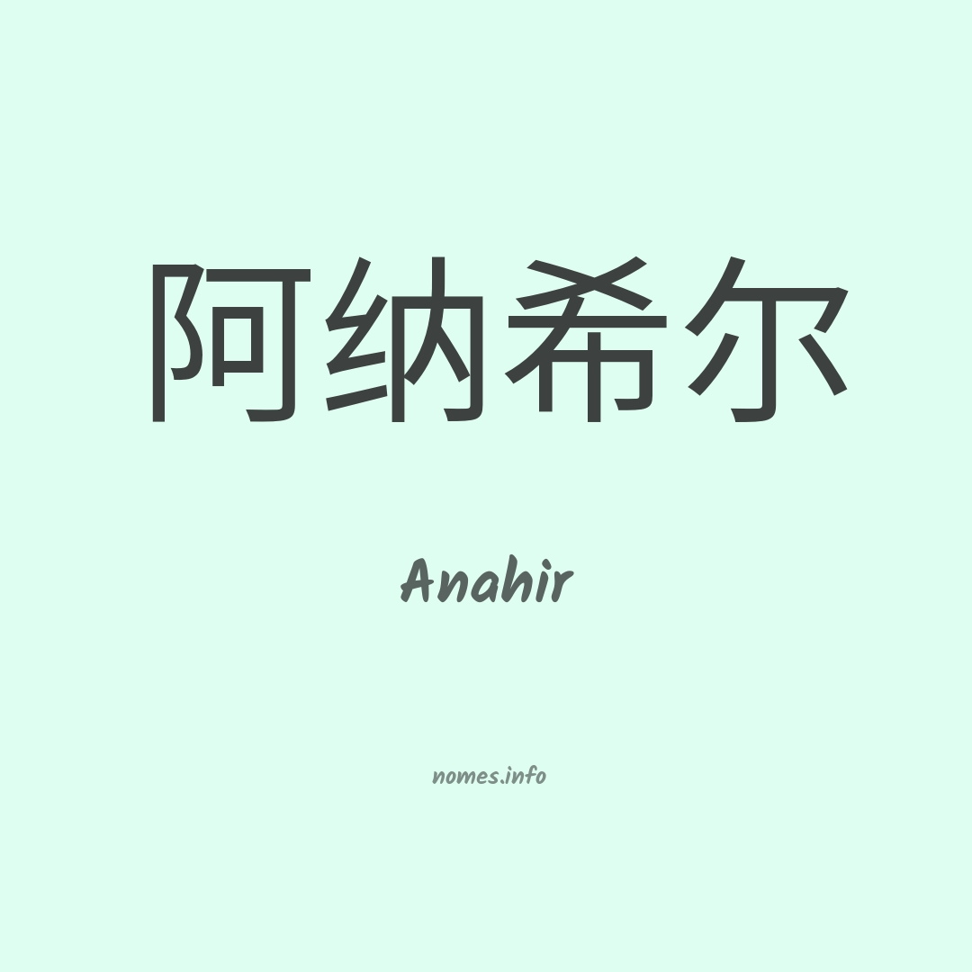 Anahir em chinês Anahir em chinês