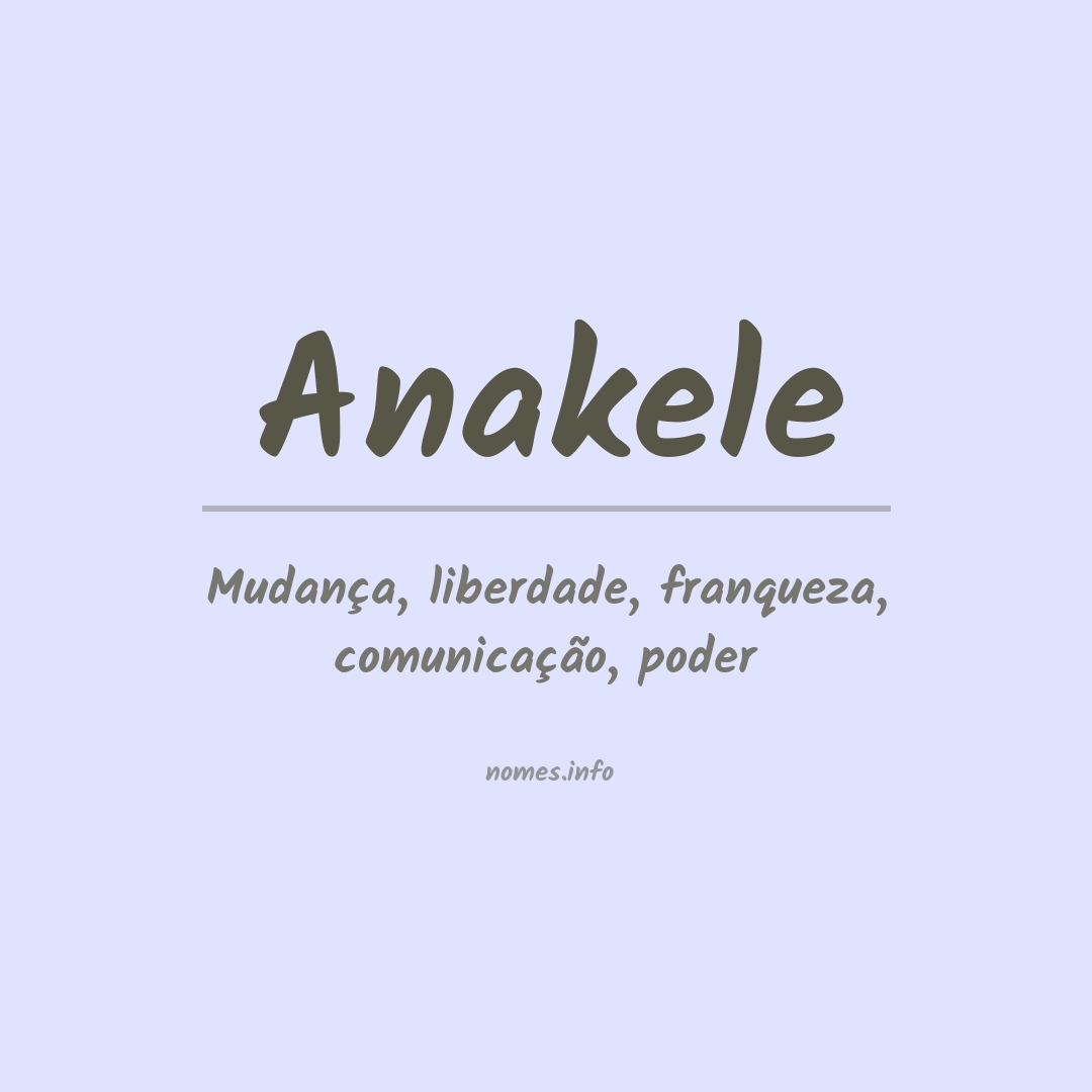 Significado do nome Anakele