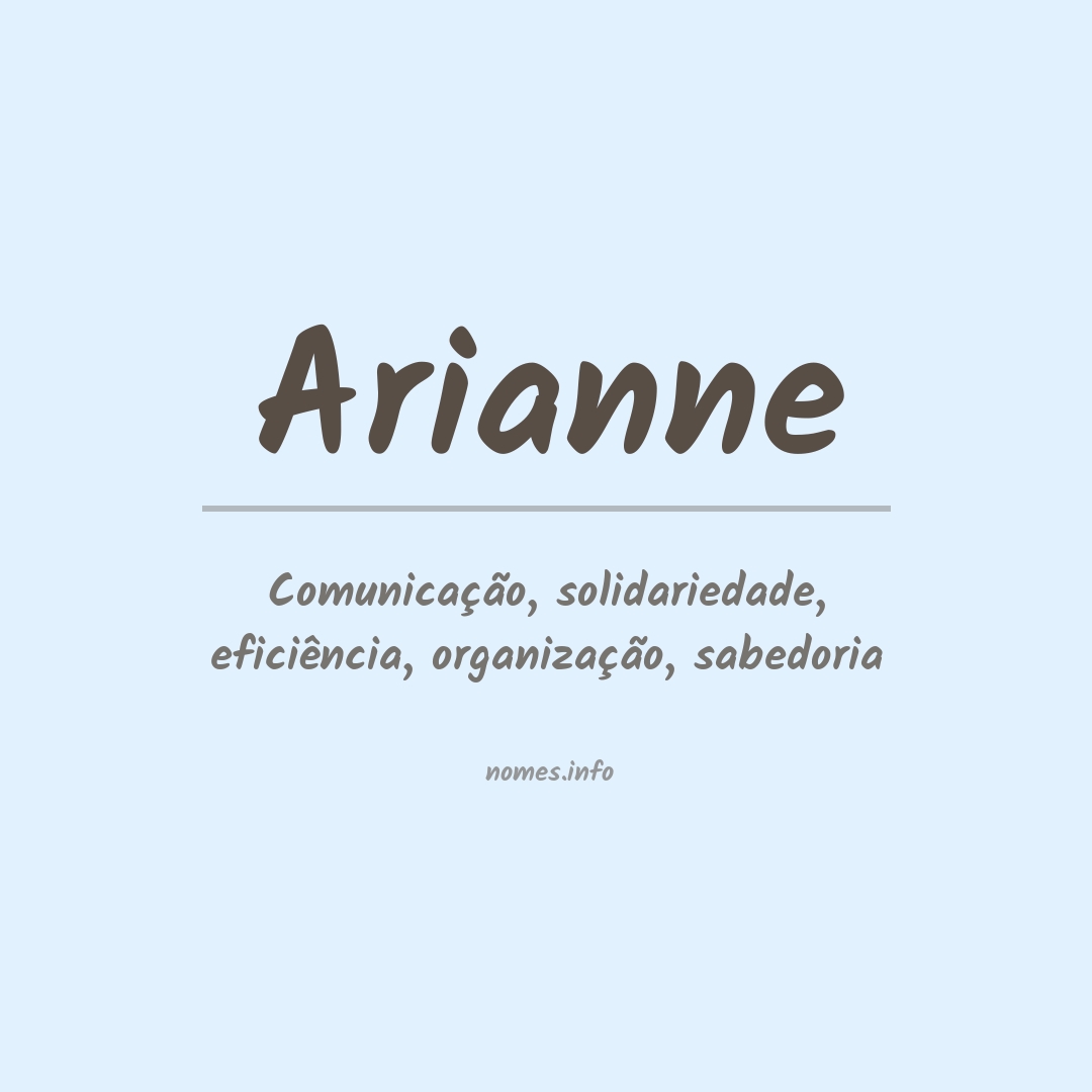 Significado do nome Arianne - Dicionário de Nomes Próprios