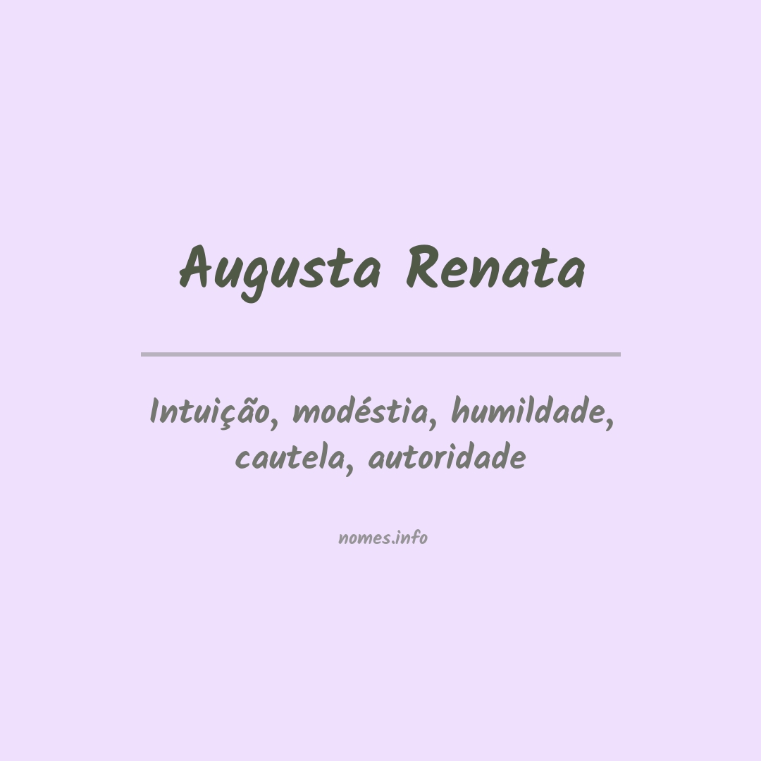Significado do nome Augusta renata