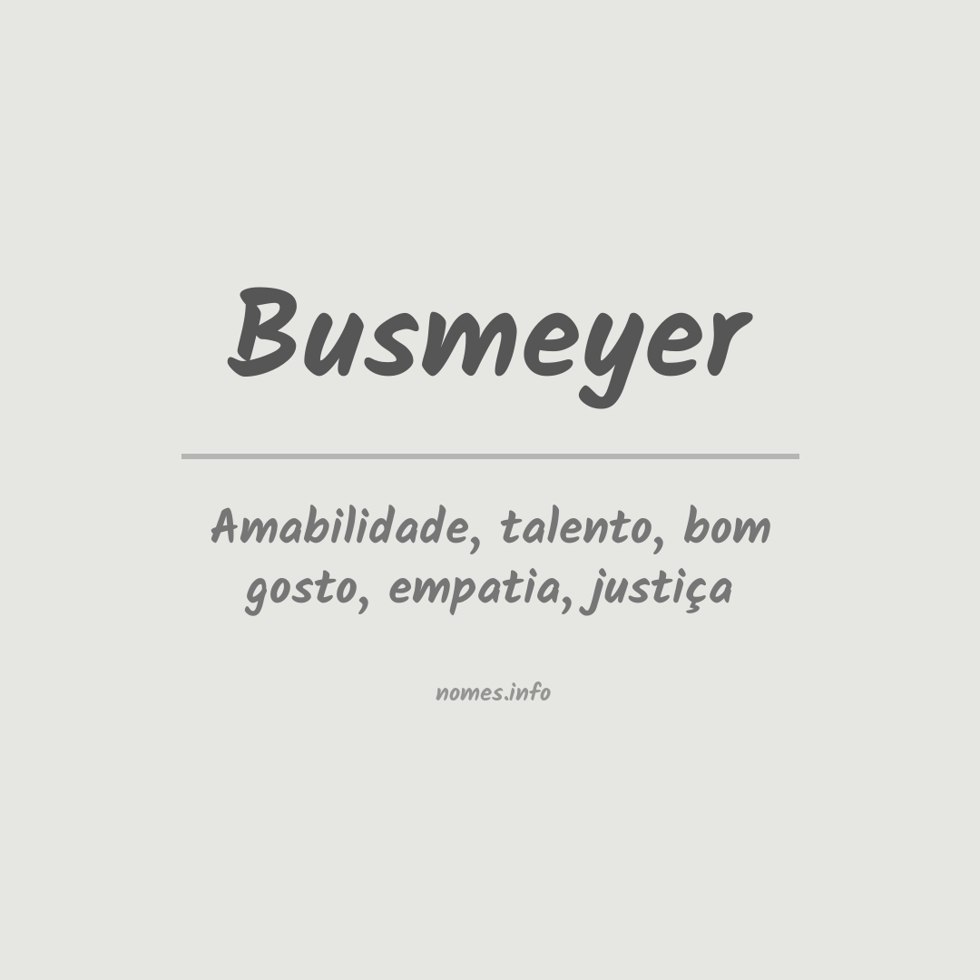 Significado do nome Busmeyer