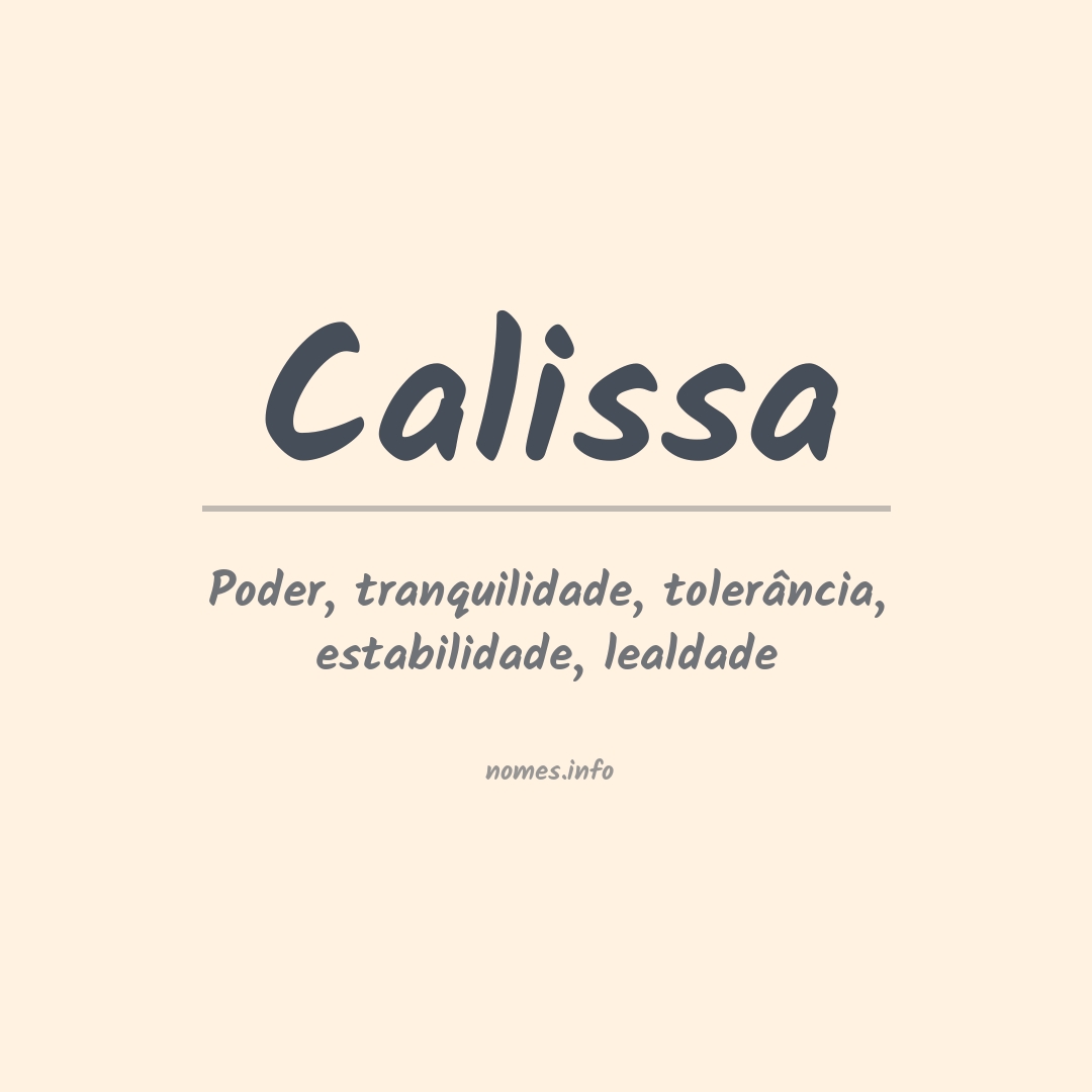 Significado do nome Calissa