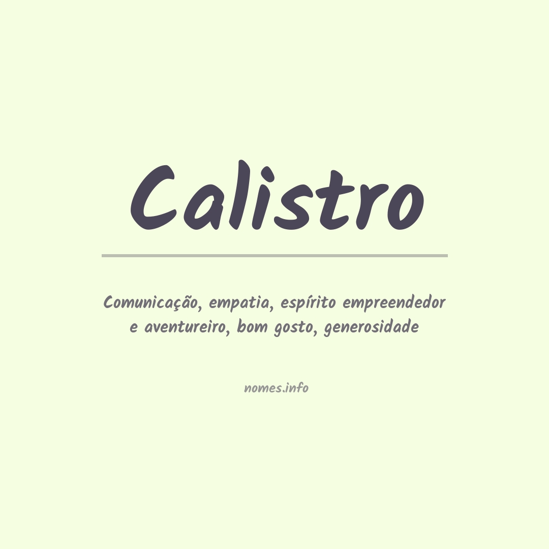 Significado do nome Calistro