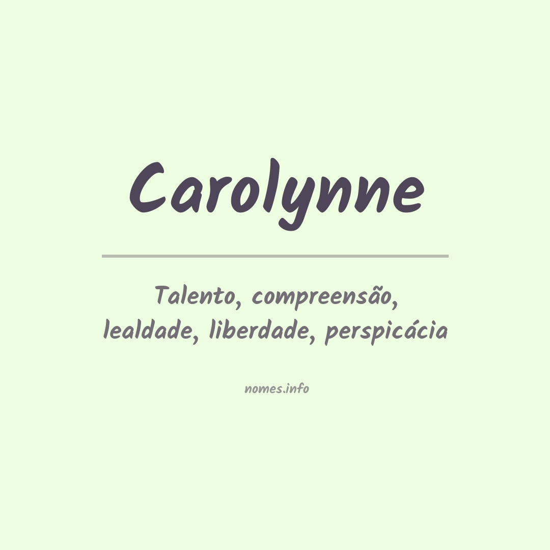Significado do nome Carolynne