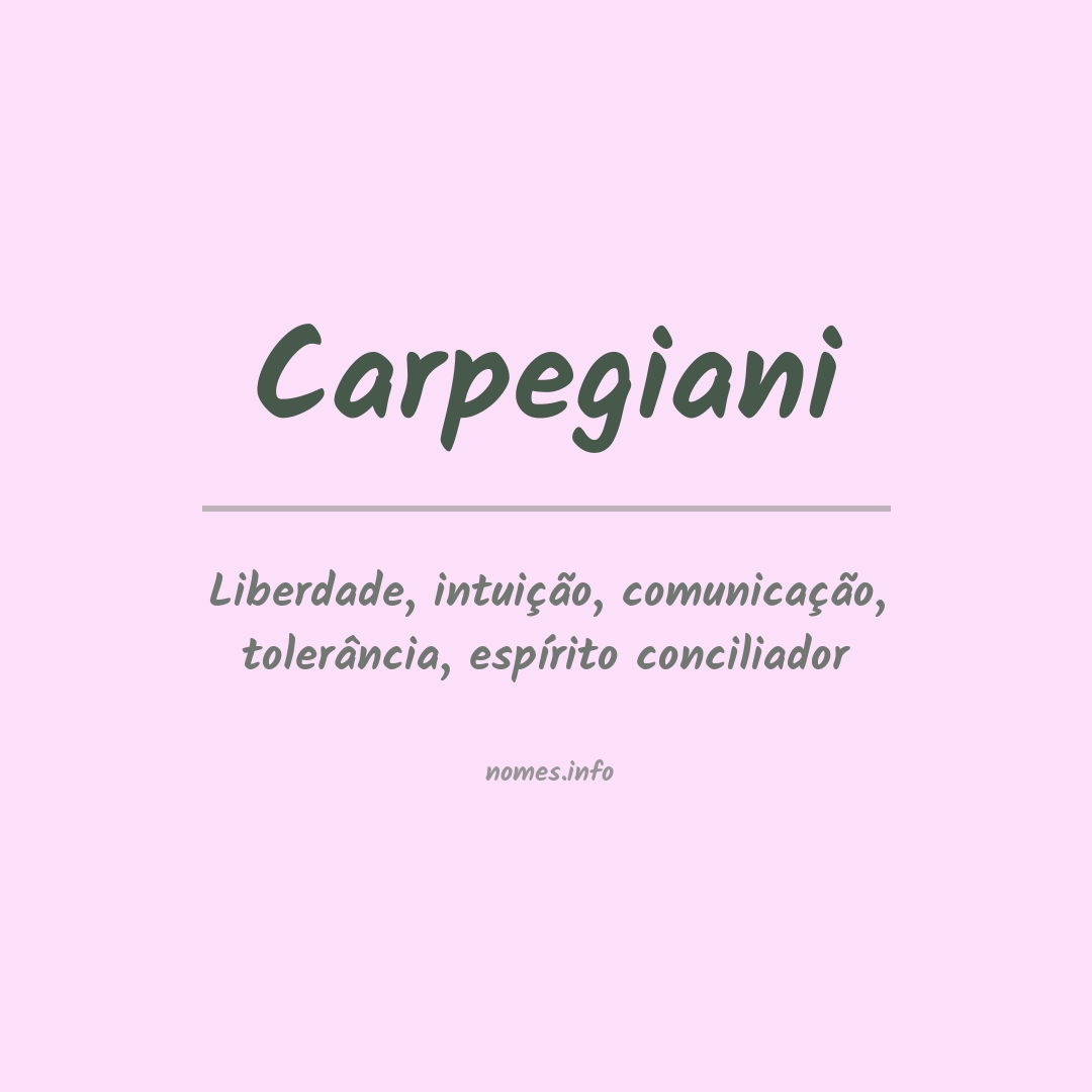 Significado do nome Carpegiani