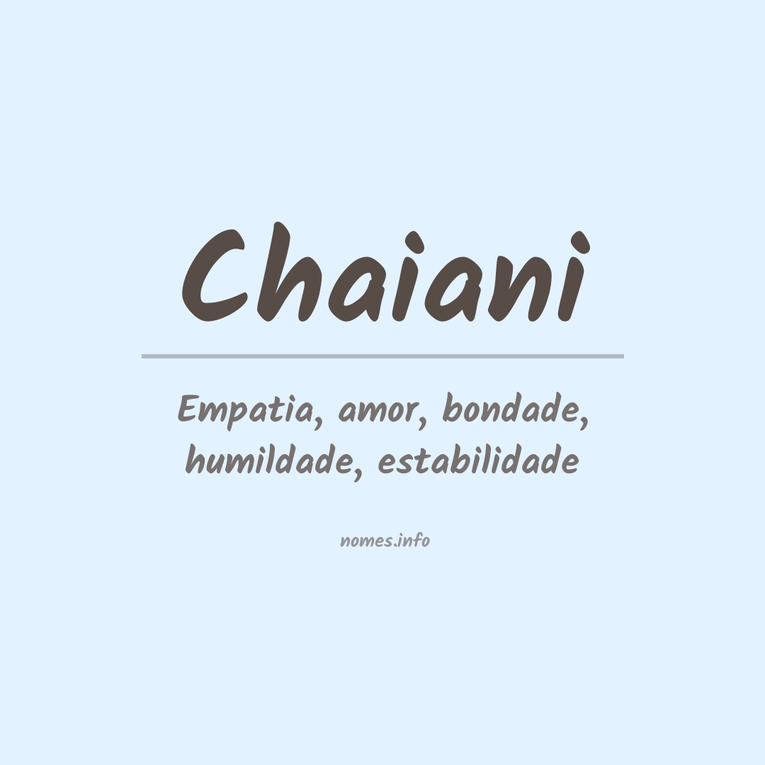 Significado do nome Chaiani