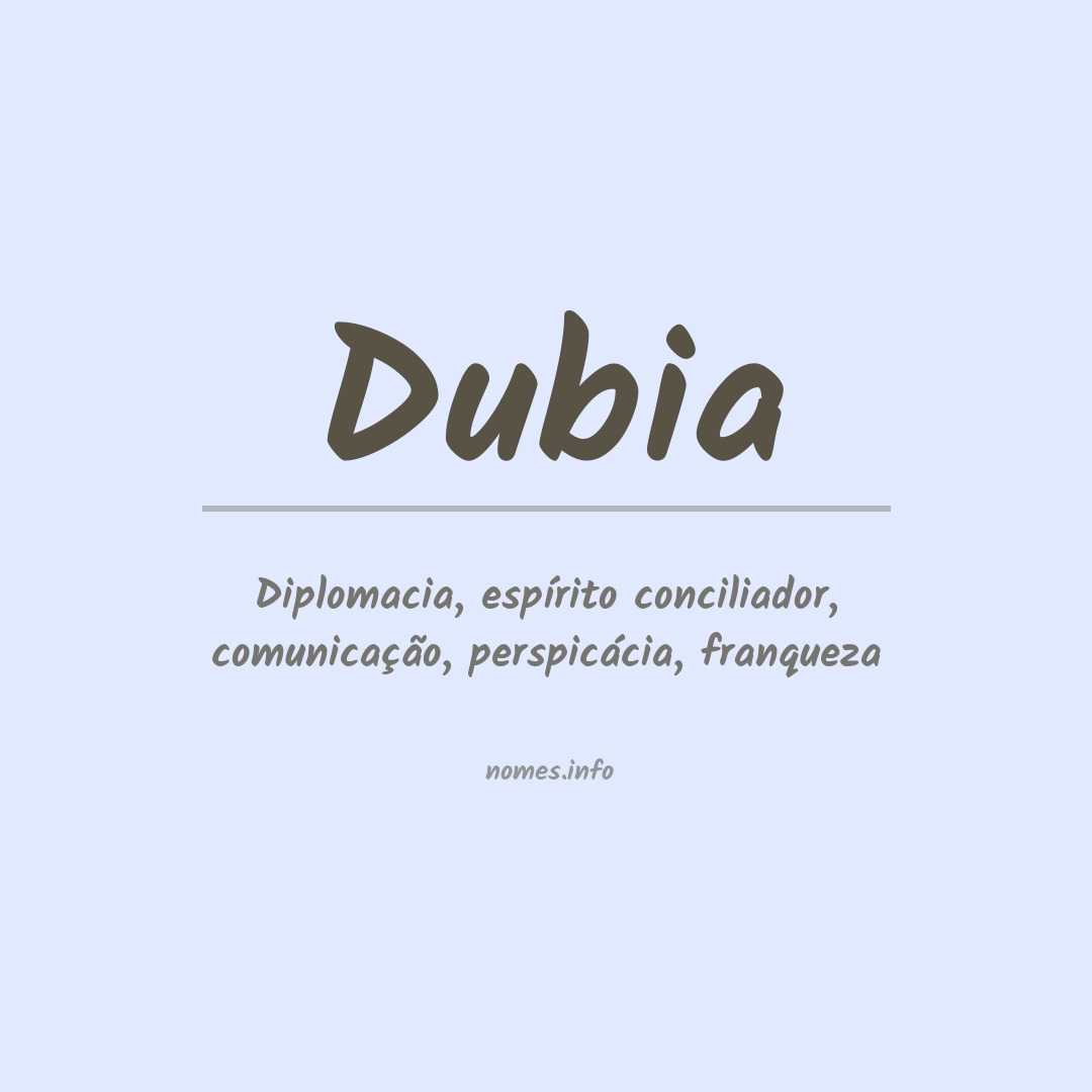 Significado do nome Dubia