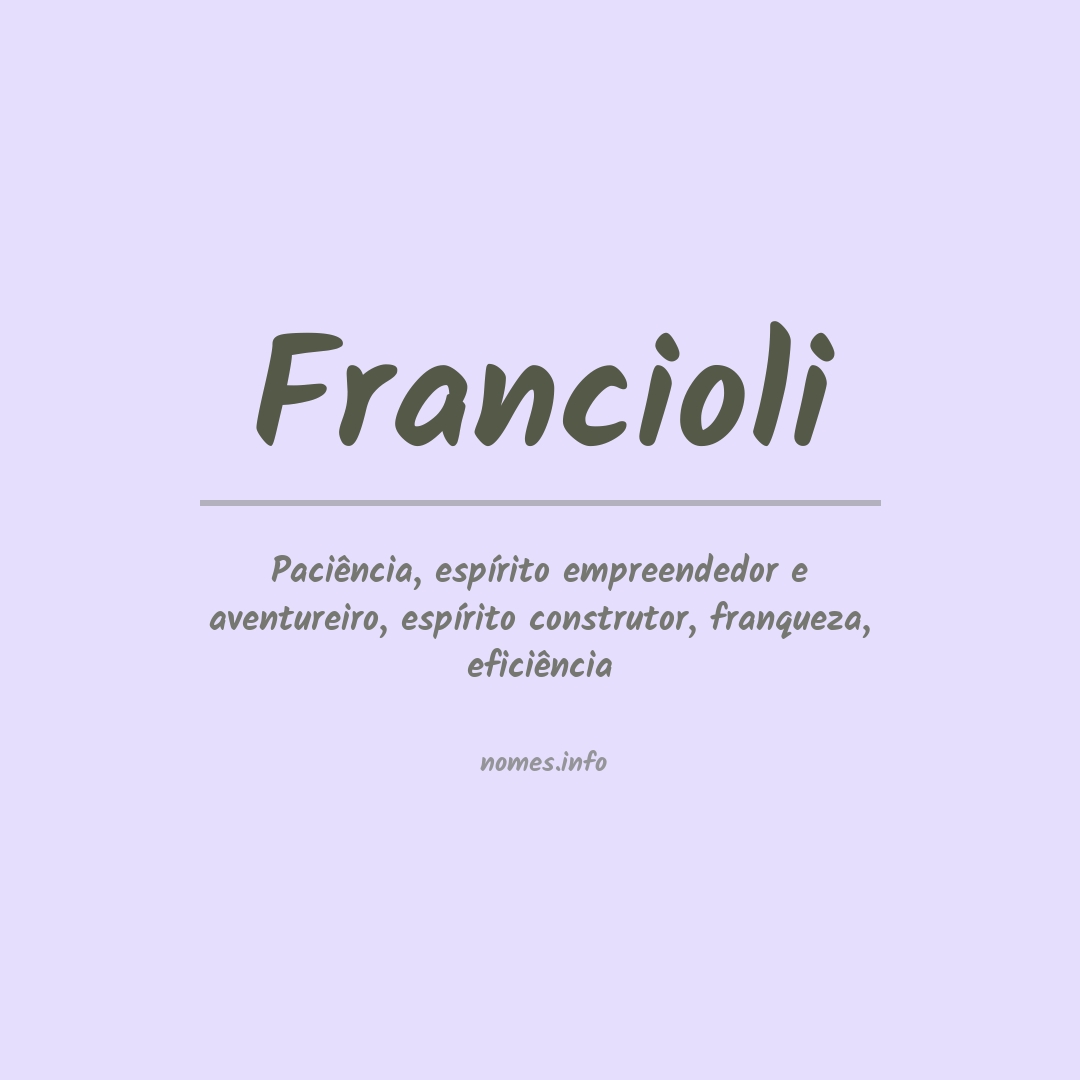 Significado do nome Francioli Significado do nome Francioli