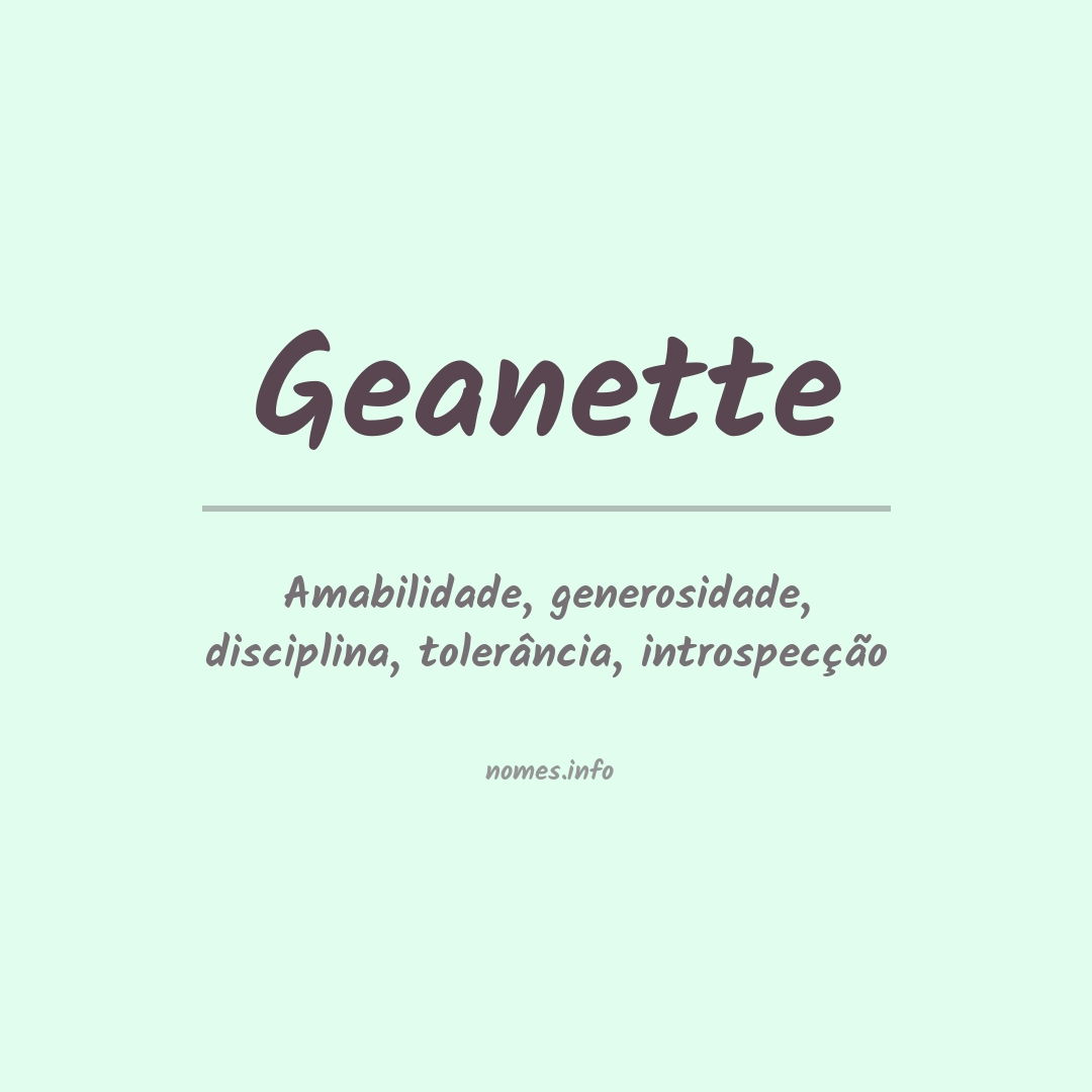 Significado do nome Geanette