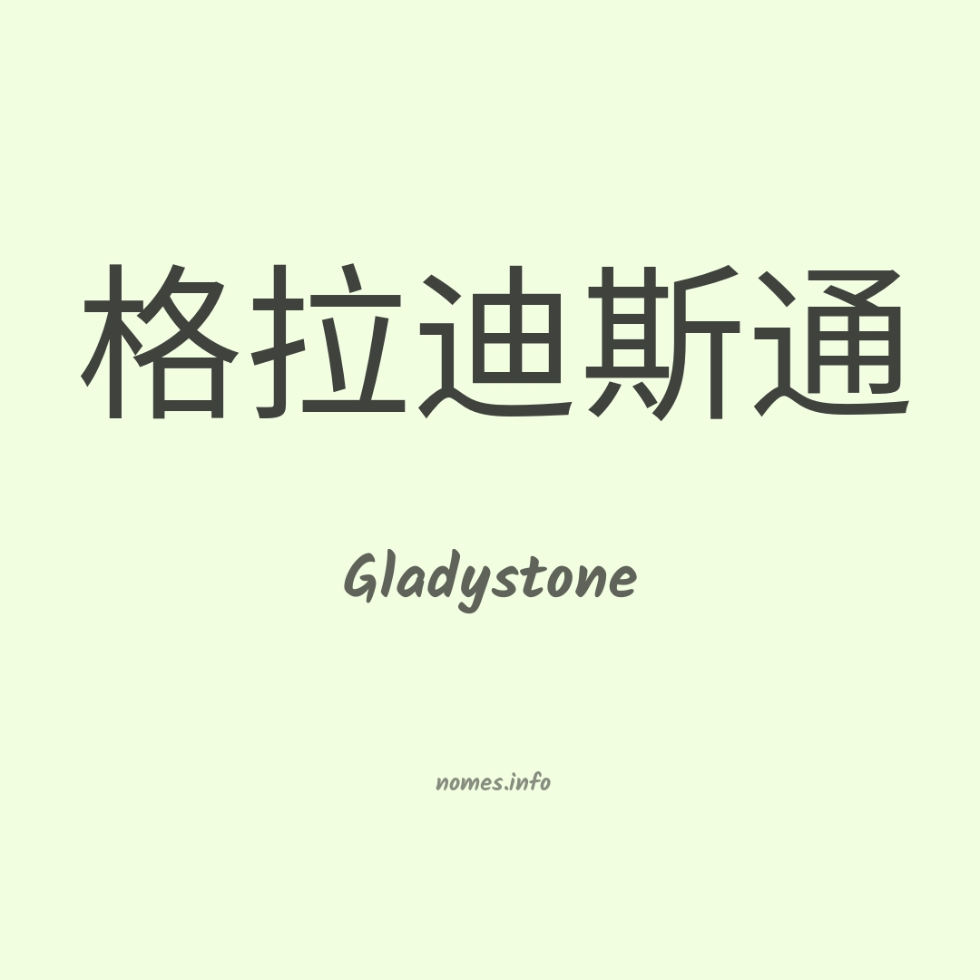 Gladystone em chinês Gladystone em chinês