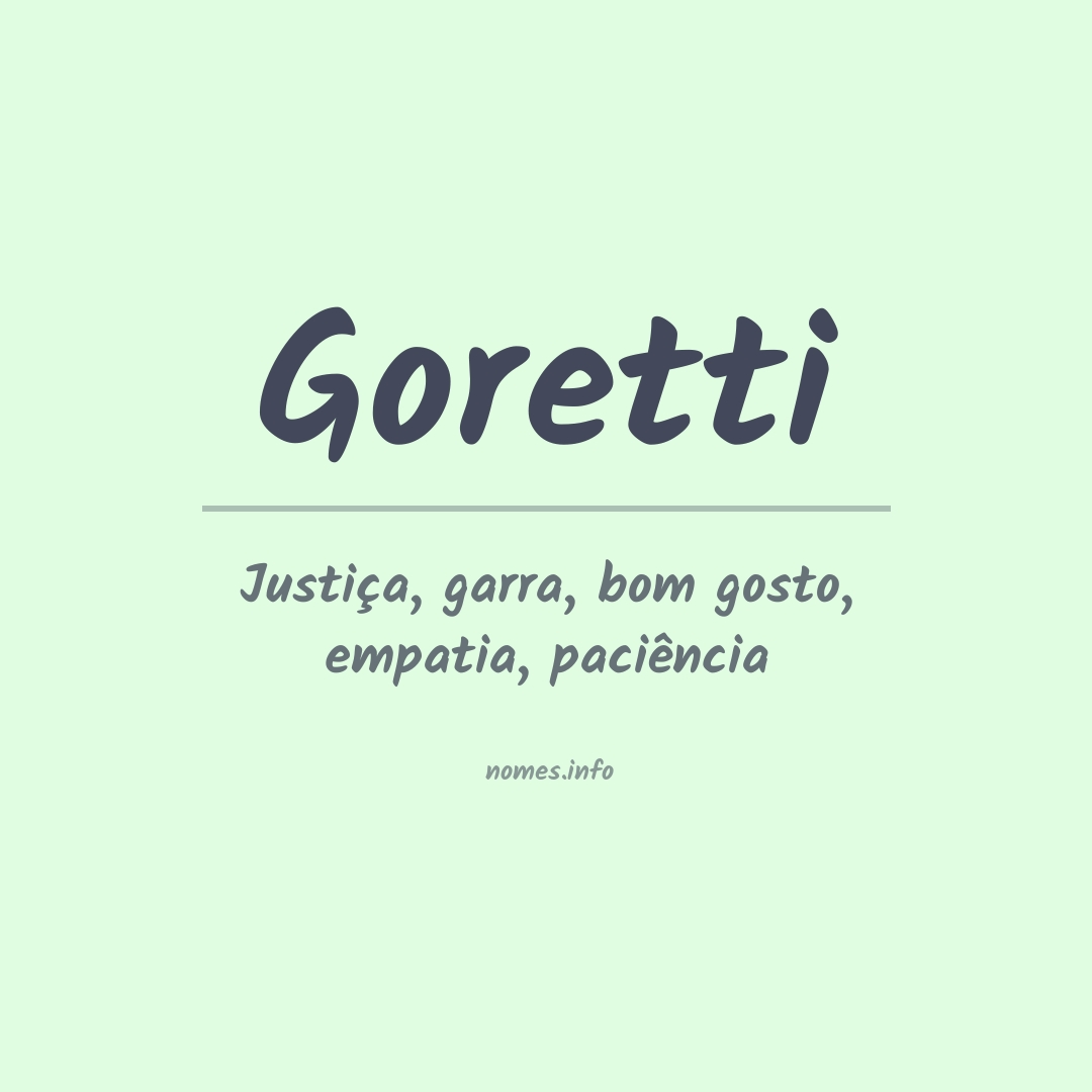 Significado do nome Goretti Significado do nome Goretti