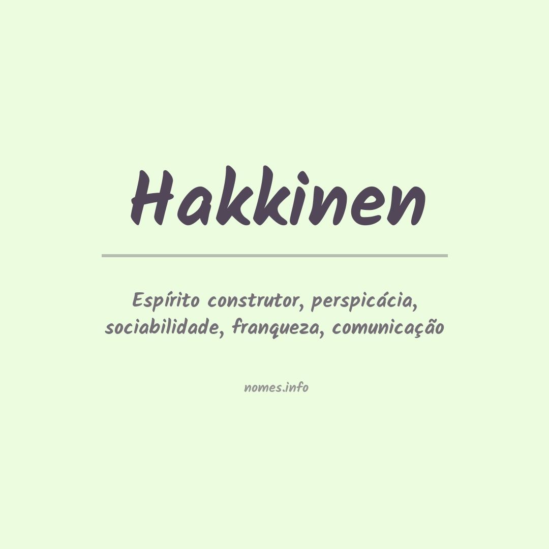Significado do nome Hakkinen