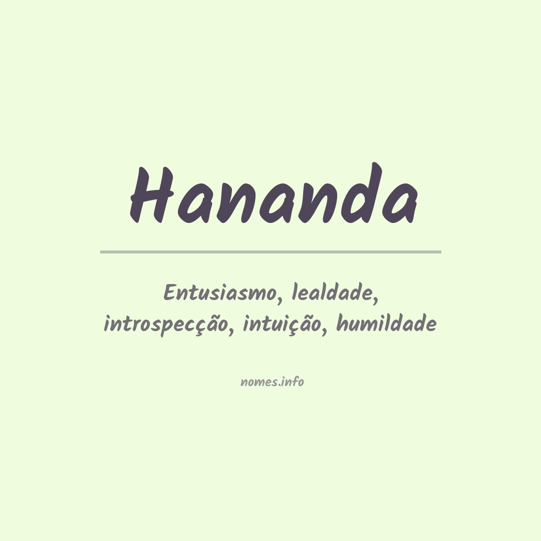 Significado do nome Hananda