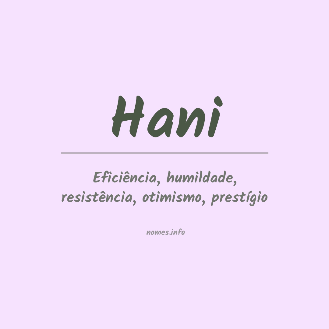 Significado do nome Hani