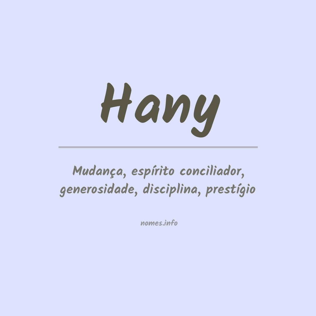 Significado do nome Hany