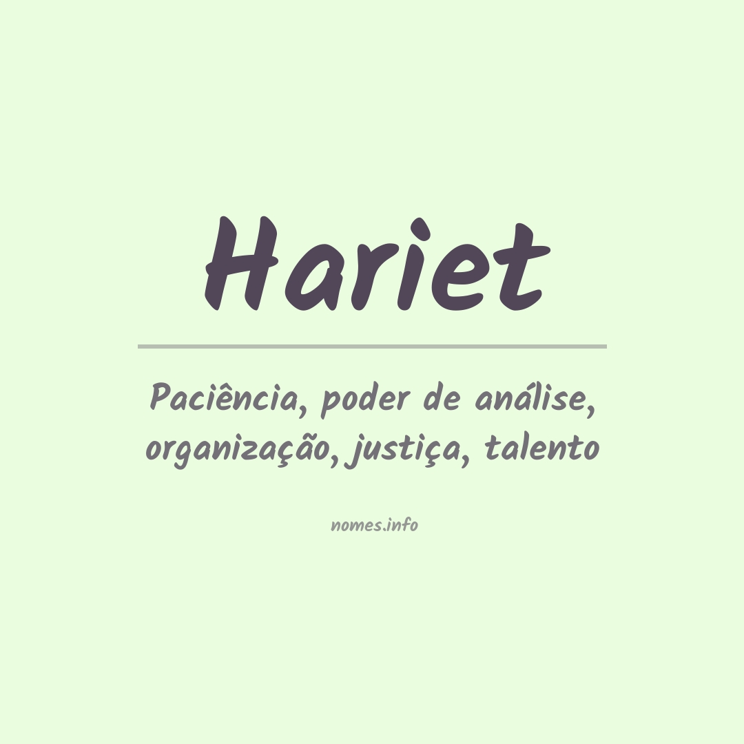 Significado do nome Hariet