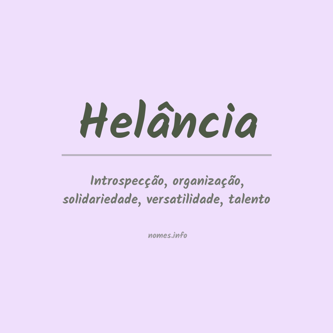 Significado do nome Helância