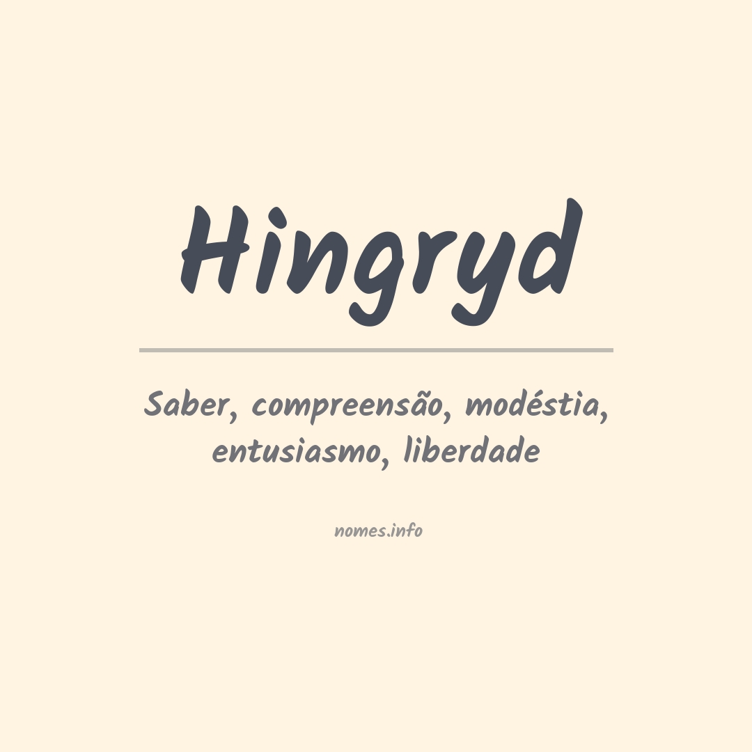 Significado do nome Hingryd