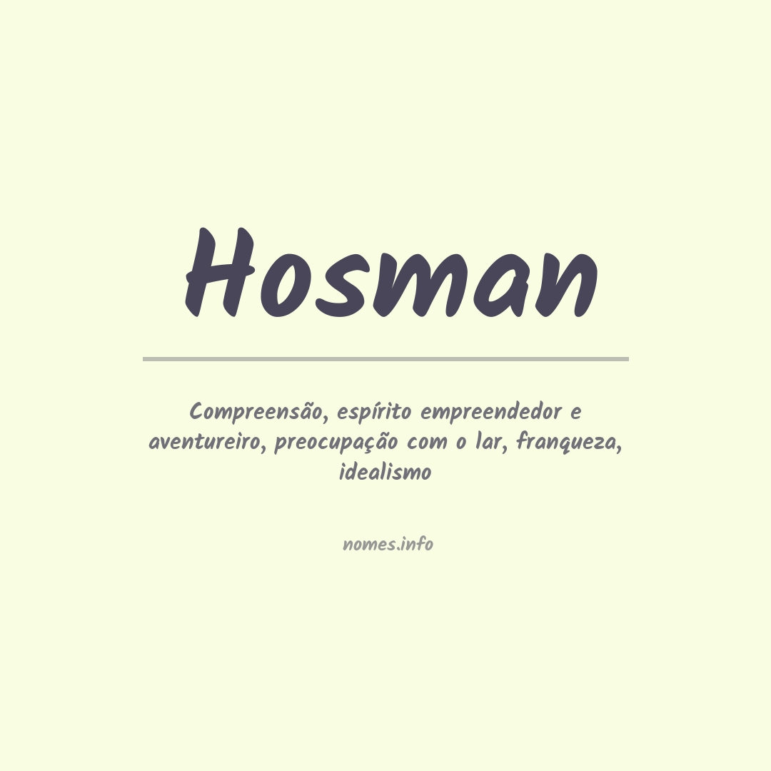 Significado do nome Hosman