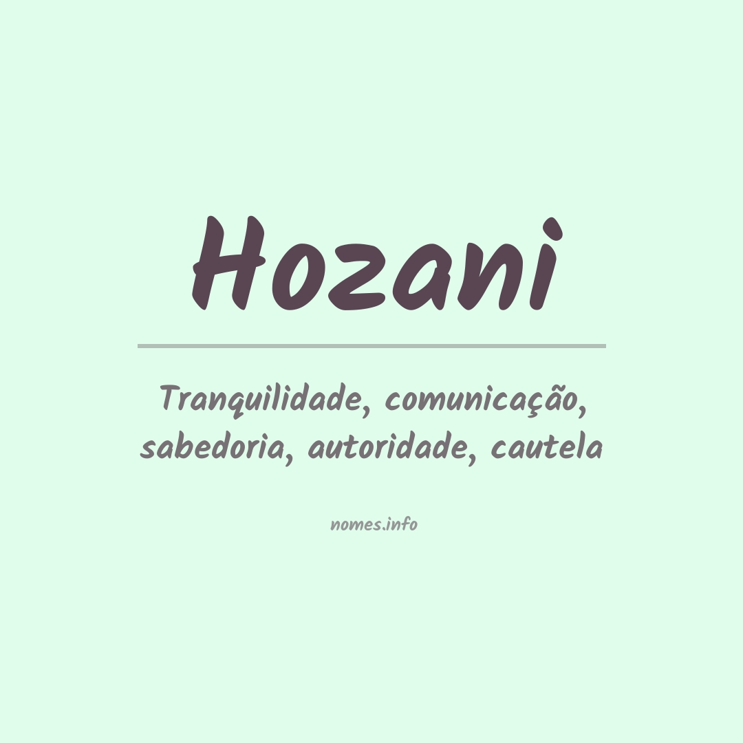 Significado do nome Hozani