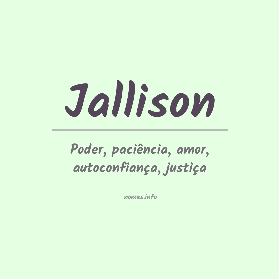 Significado do nome Jallison