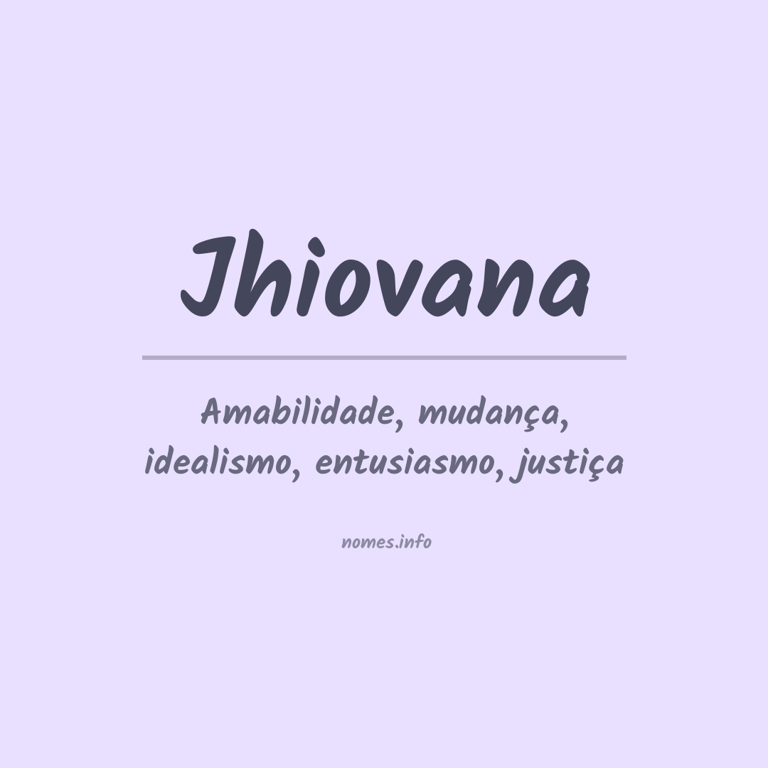 Significado do nome Jhiovana