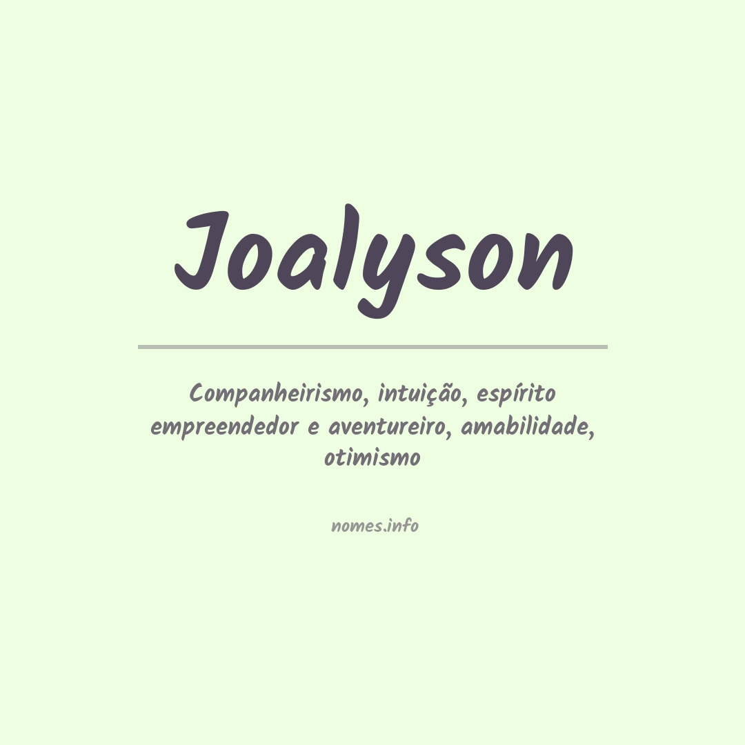 Significado do nome Joalyson
