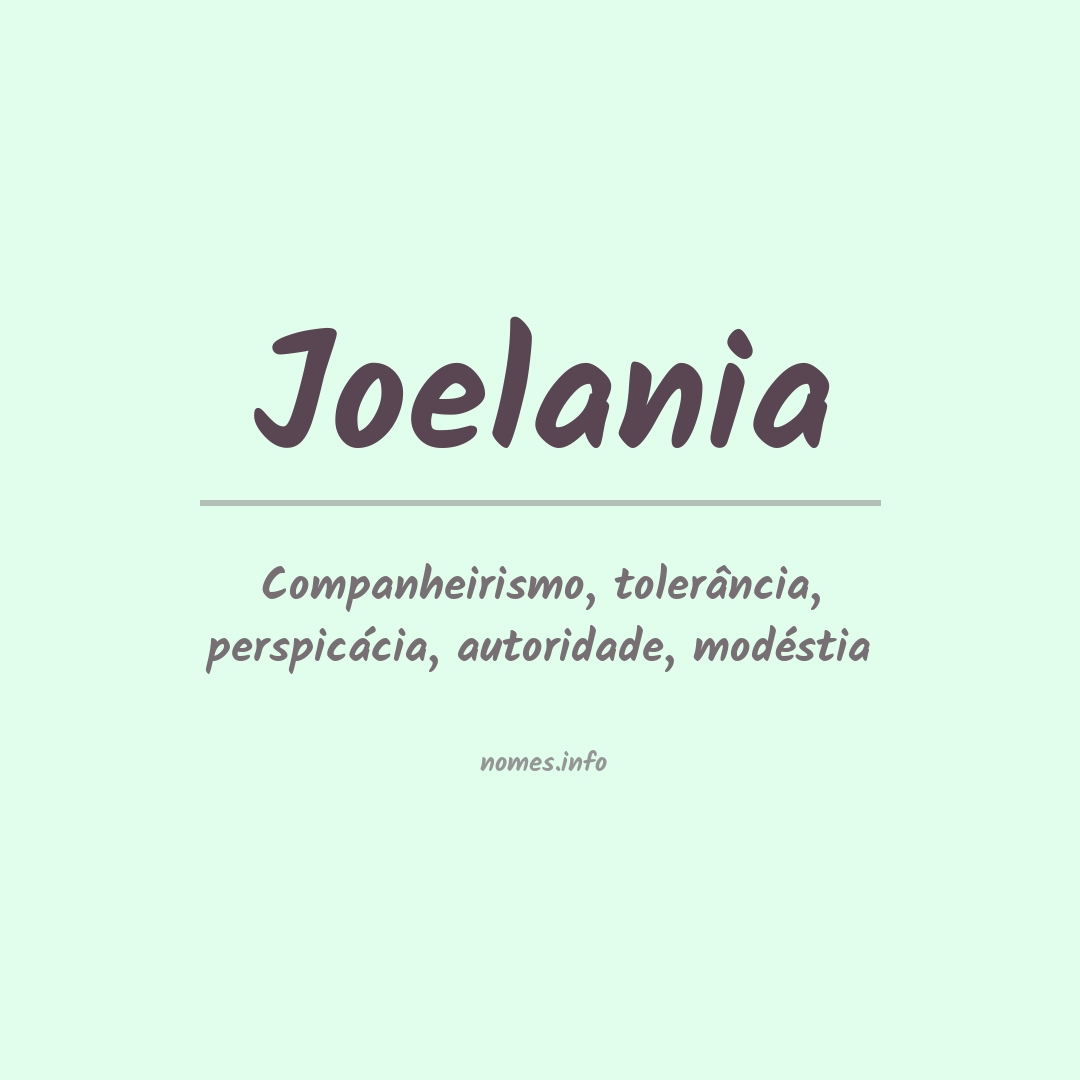 Significado do nome Joelania