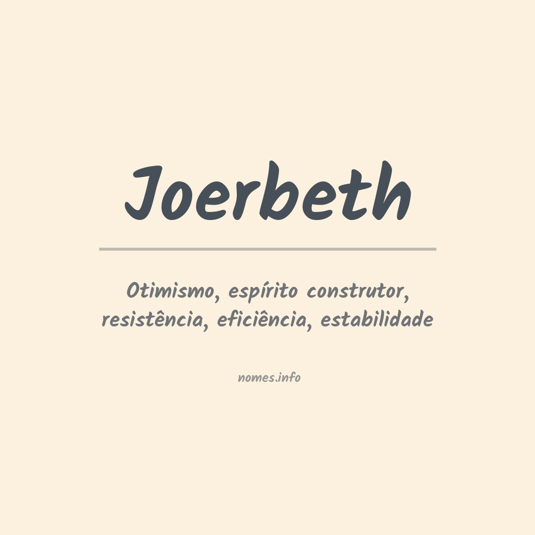 Significado do nome Joerbeth