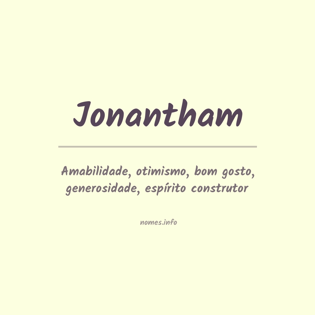 Significado do nome Jonantham
