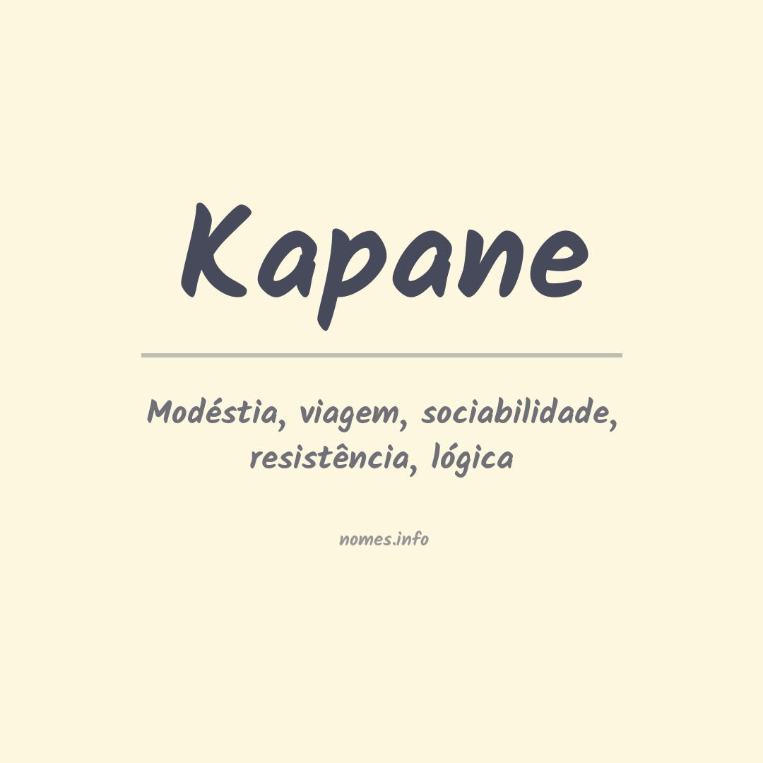 Significado do nome Kapane