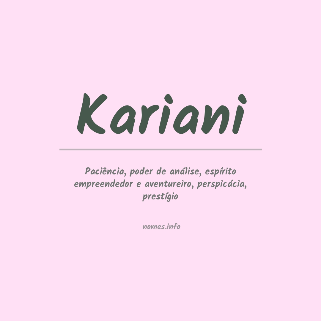 Significado do nome Kariani