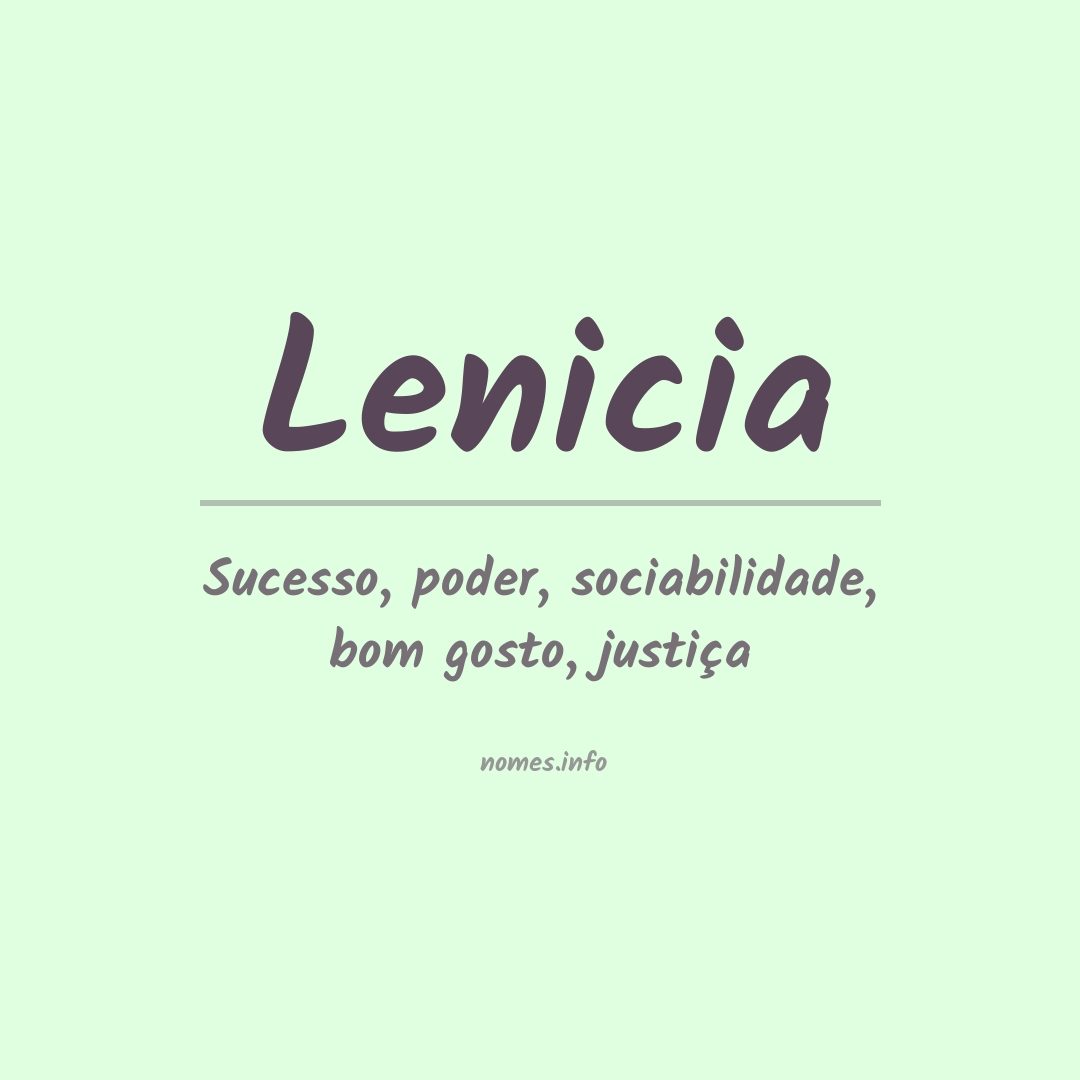 Significado do nome Lenicia