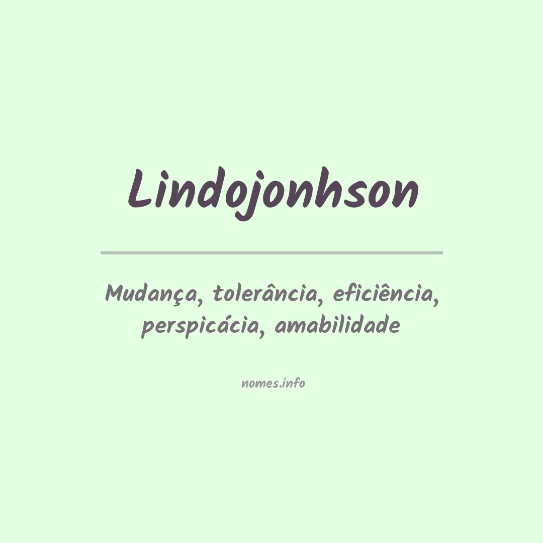 Significado do nome Lindojonhson
