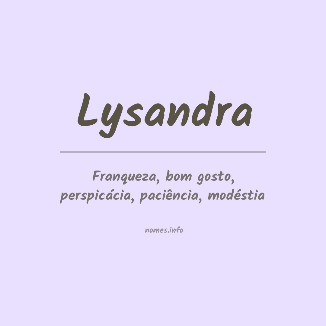 Significado do nome Lysandra