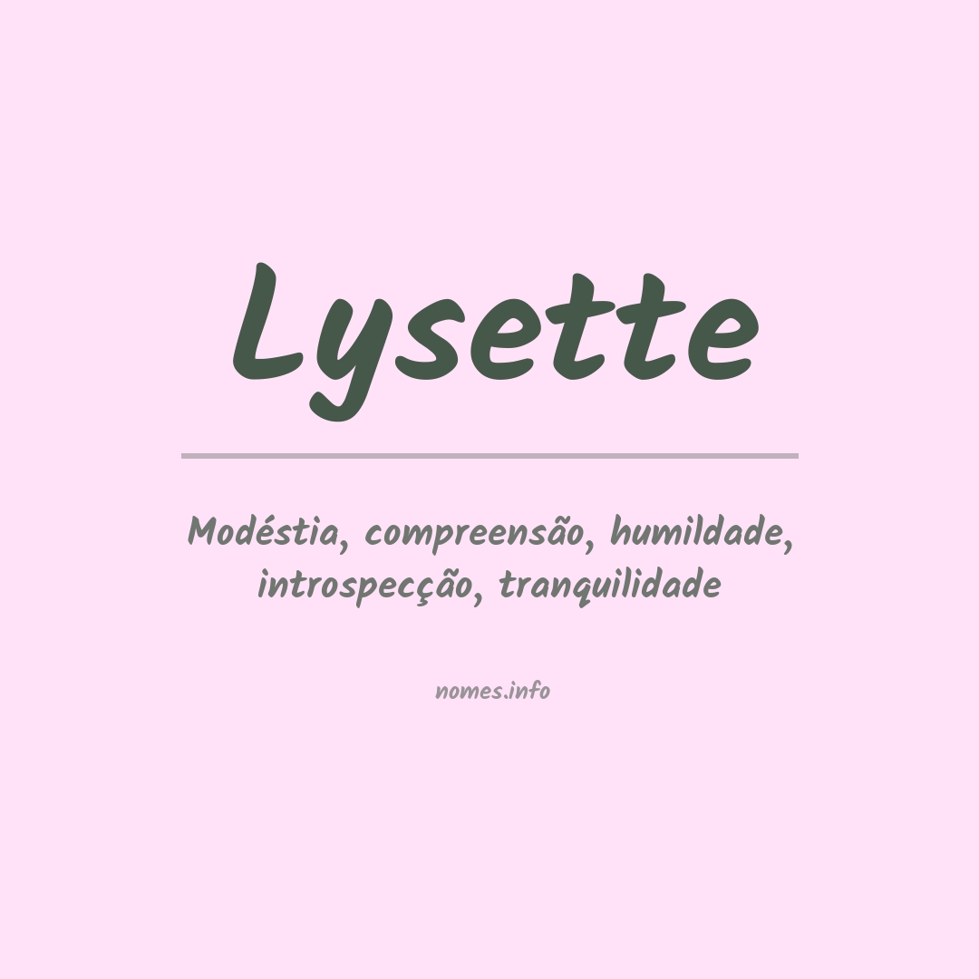 Significado do nome Lysette