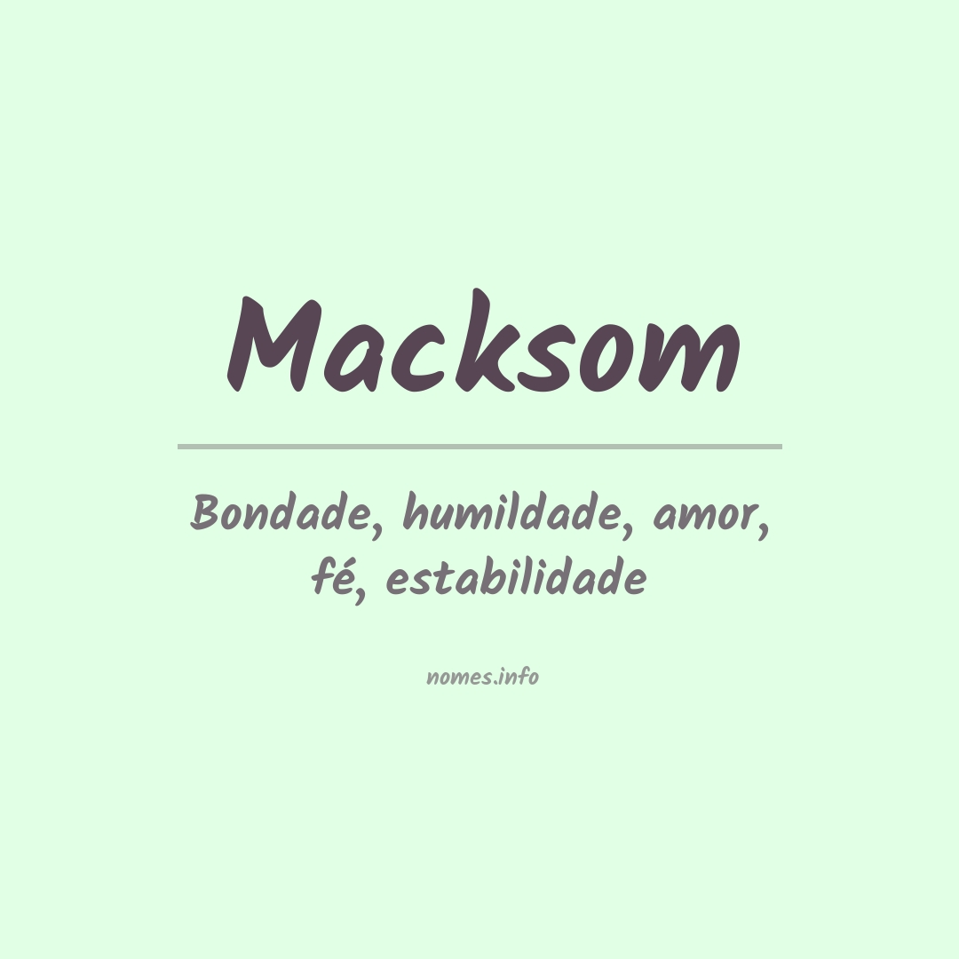 Significado do nome Macksom