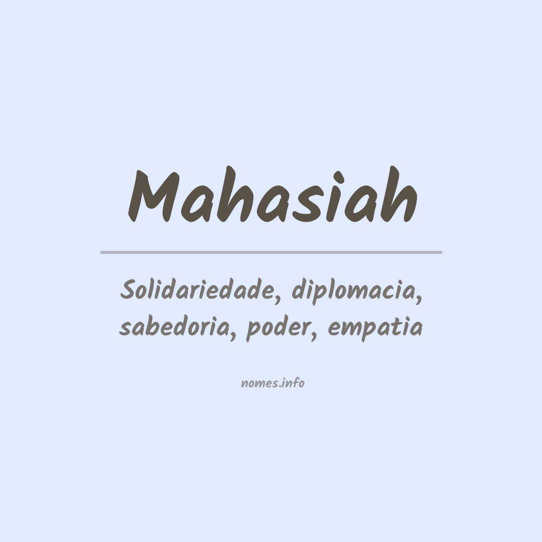 Significado do nome Mahasiah