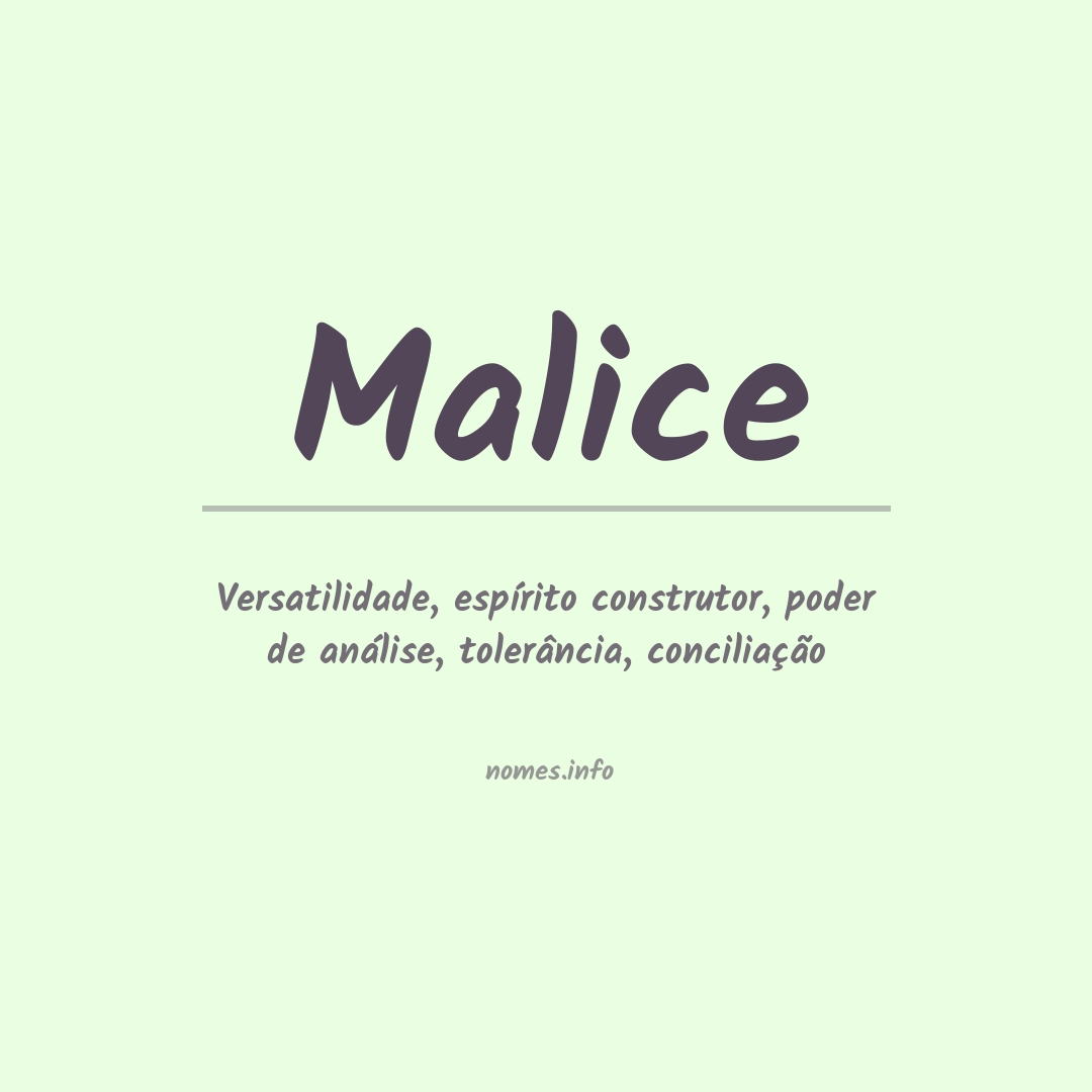 Significado do nome Malice