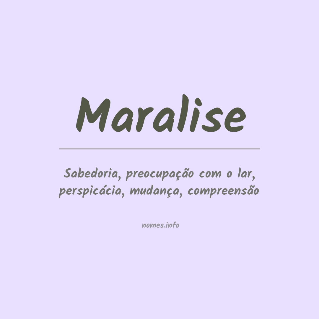 Significado do nome Maralise