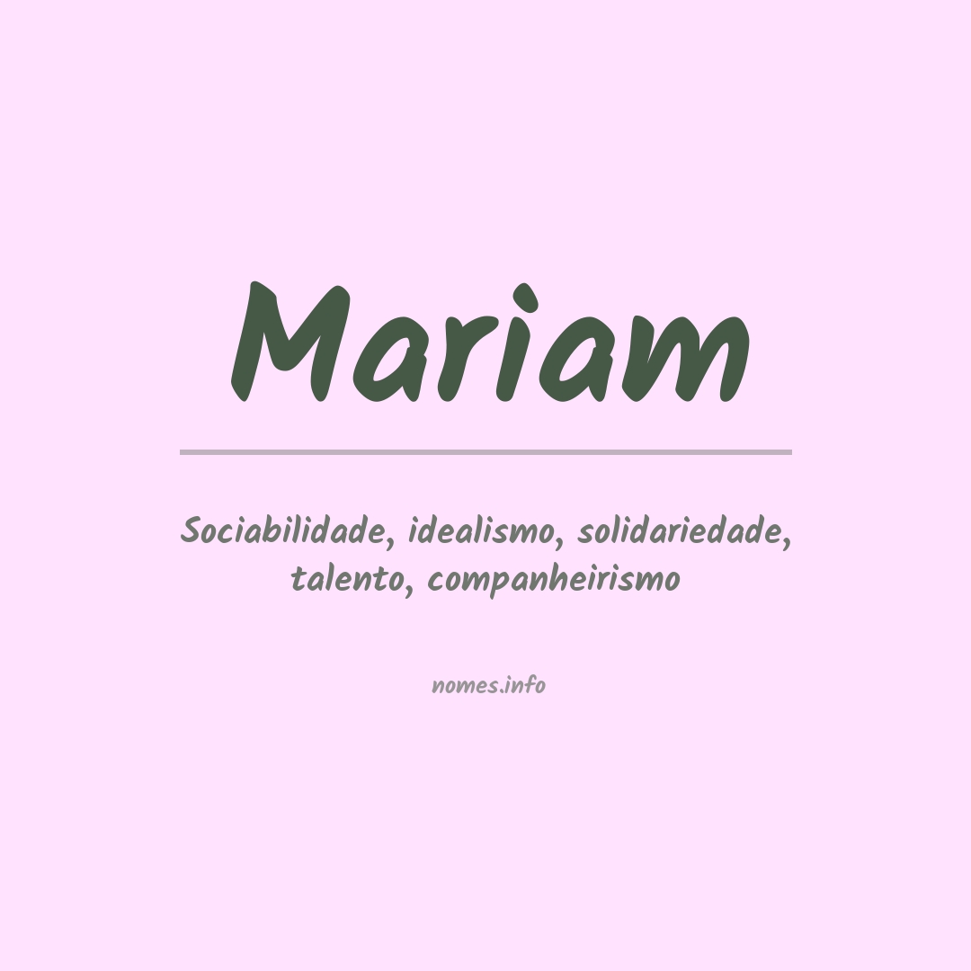 Significado do nome Mariam