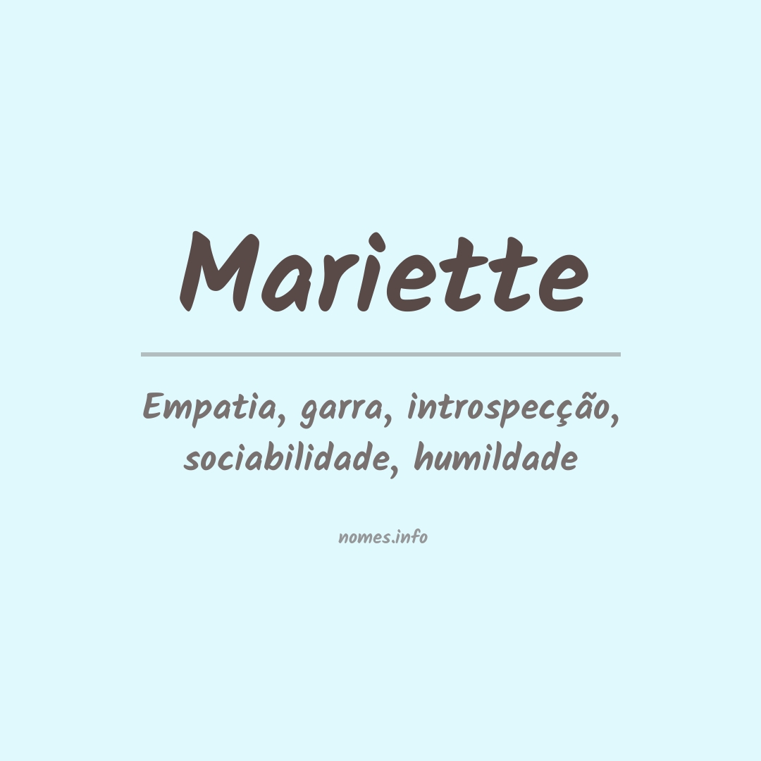 Significado do nome Mariette