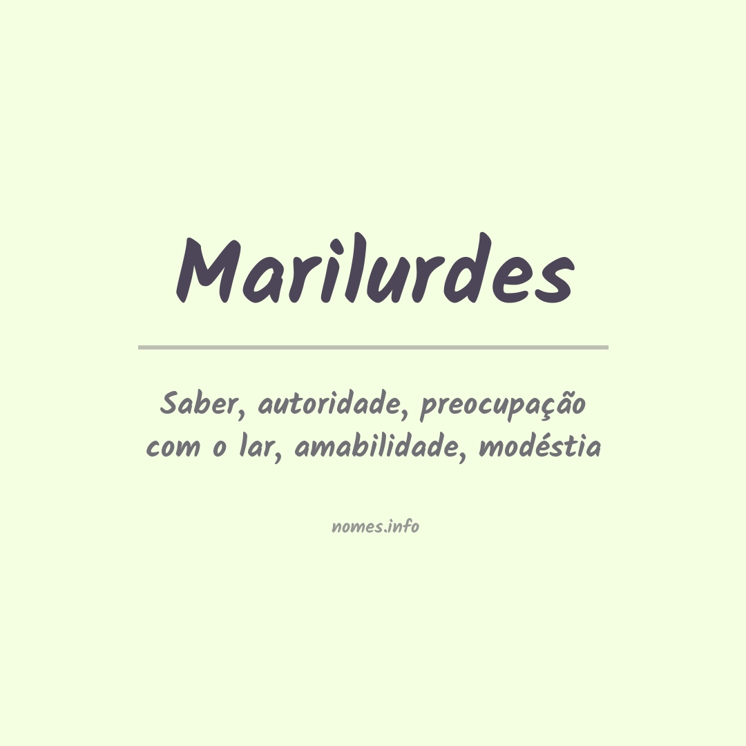 Significado do nome Marilurdes