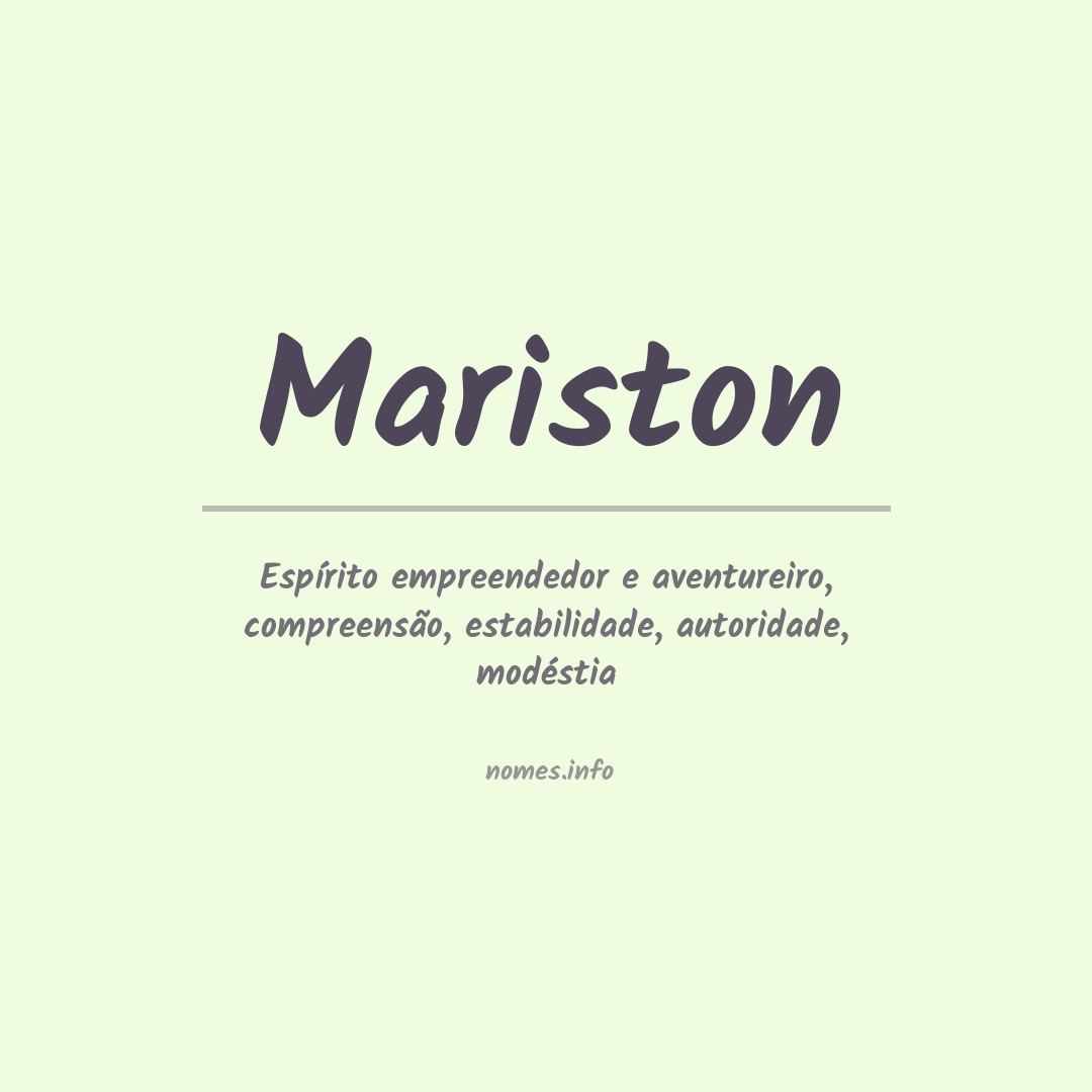 Significado do nome Mariston