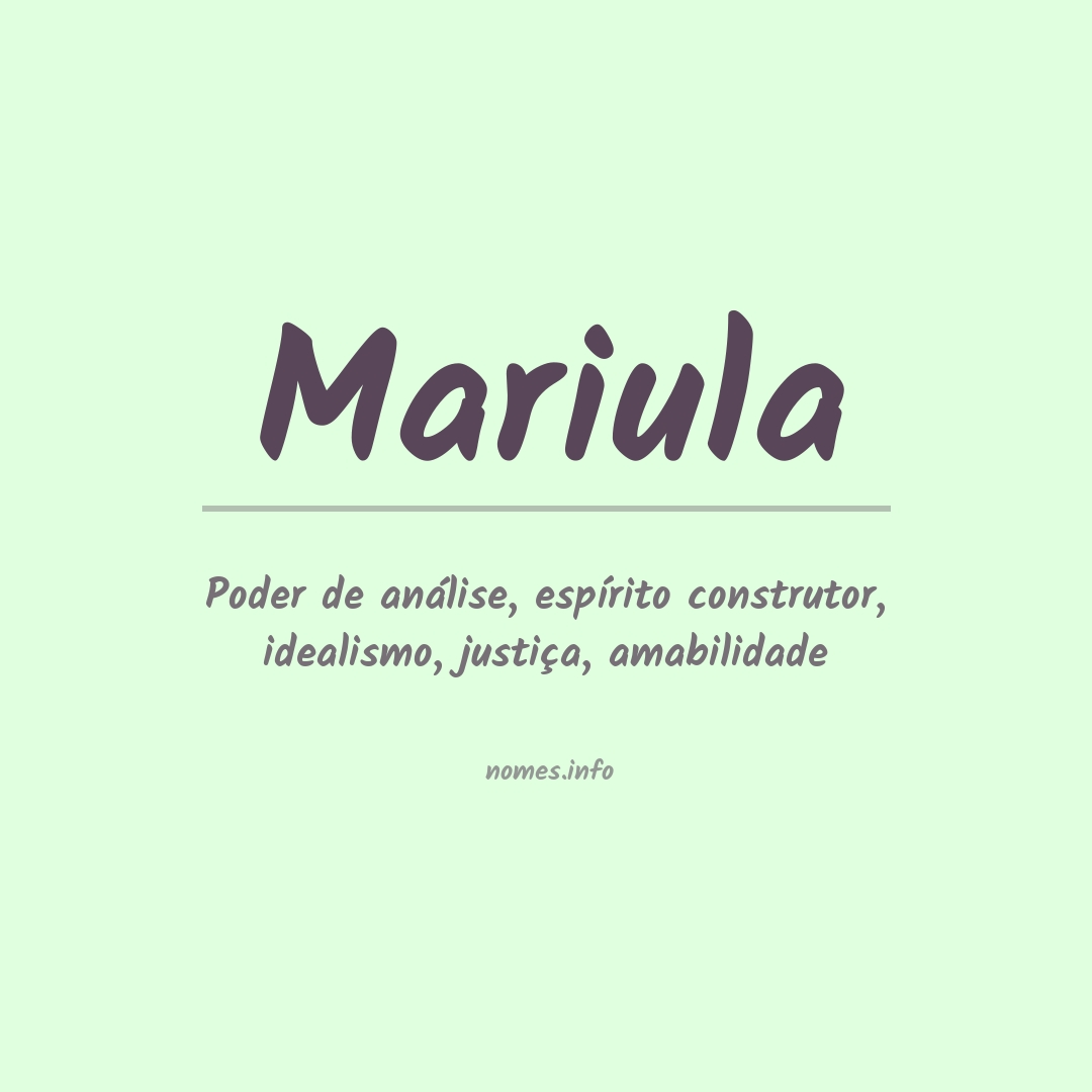 Significado do nome Mariula